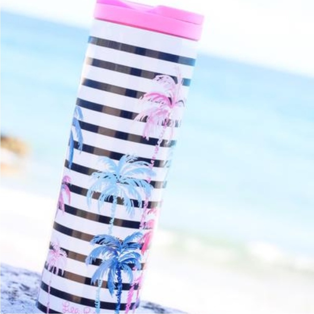 New In Box, Lilly Pulitzer 16 oz. Travel Mug, print is Desert Palm.